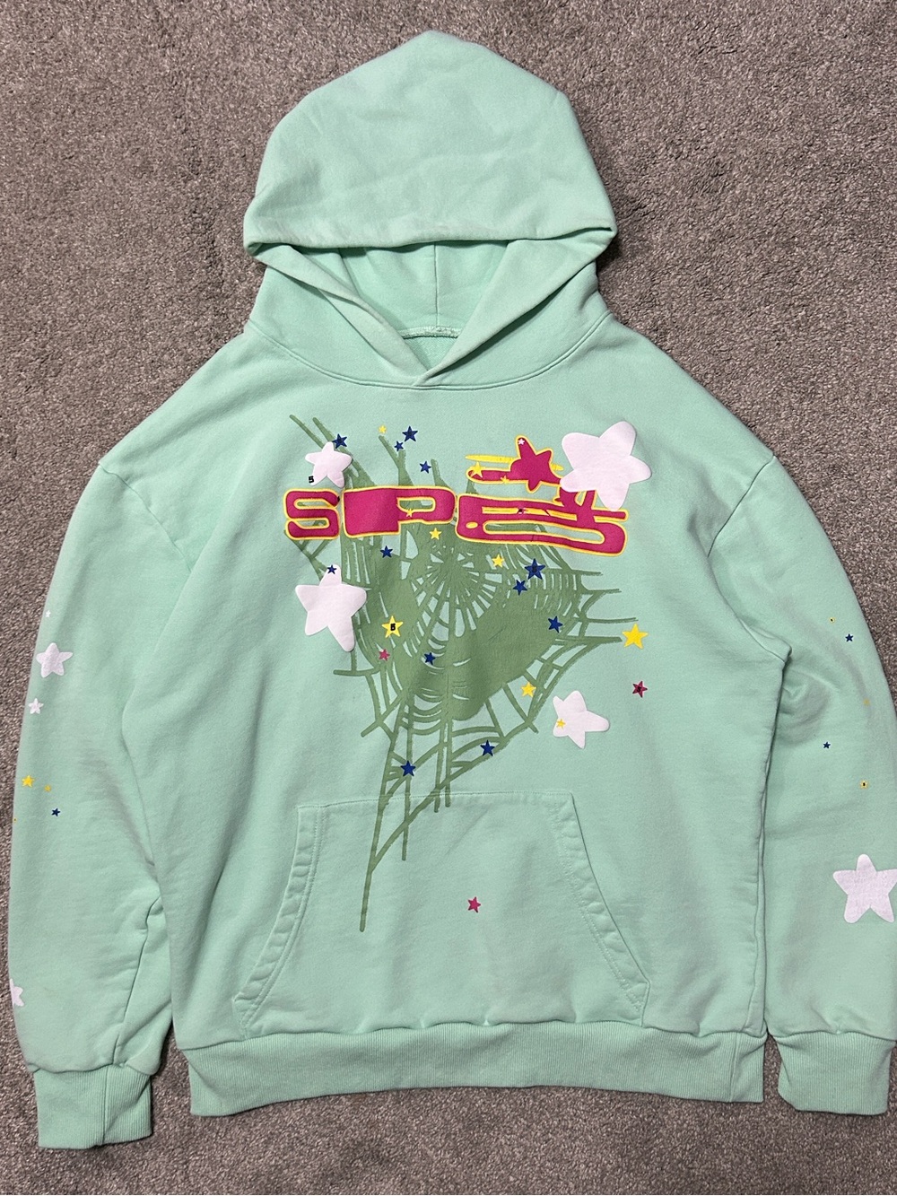 Sp5der SP5 Mint Green Hoodie Mens Medium
